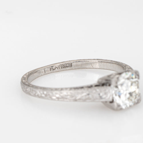 Bague 51 Art déco - Bague vintage en platine 900 avec diamant 0,89 ct 58 Facettes G14181