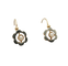 Sleepers earrings antique flowers in 18k white and yellow gold and pearl 
