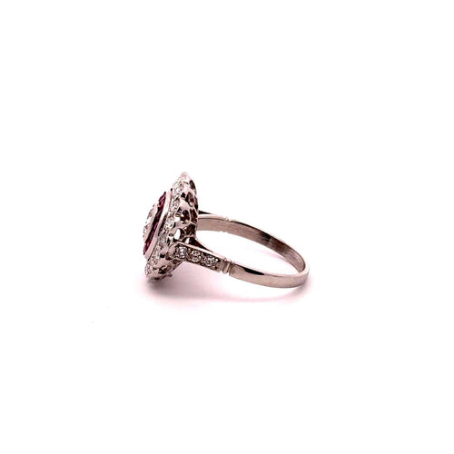 Bague 53 Scarlet Passion - Bague vintage en platine, diamants et rubis 58 Facettes 50479
