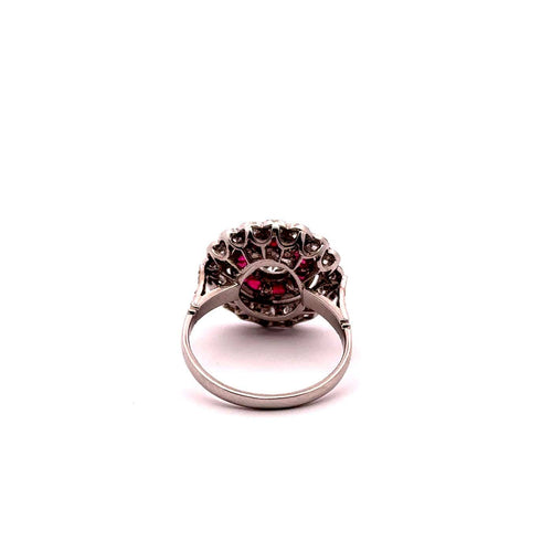 Bague 53 Scarlet Passion - Bague vintage en platine, diamants et rubis 58 Facettes 50479