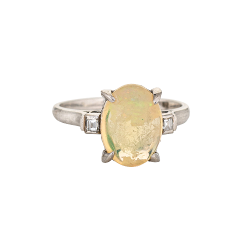 Bague Bague cocktail en platine 900 avec opale jelly 2,75 ct et diamants 58 Facettes G11958