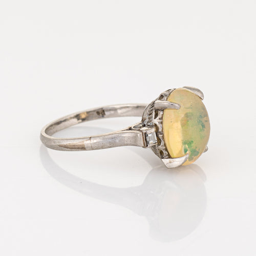 Bague Bague cocktail en platine 900 avec opale jelly 2,75 ct et diamants 58 Facettes G11958