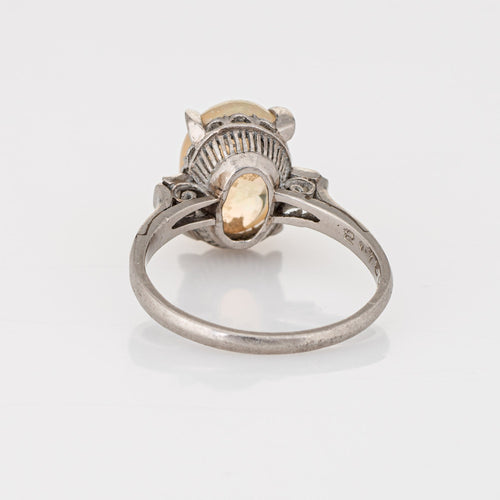 Bague Bague cocktail en platine 900 avec opale jelly 2,75 ct et diamants 58 Facettes G11958