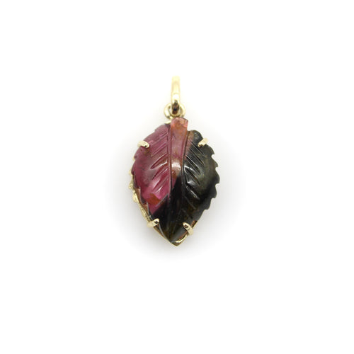 Pendentif Pendentif feuille en or 14K et tourmaline pastèque 58 Facettes 11164