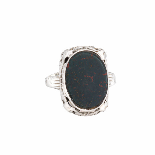Bague Bague Art déco en or blanc 14 carats et héliotrope, taille 3 3/4 58 Facettes G6897