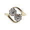 Antique 18k gold Toi & Moi ring, platinum and diamonds 