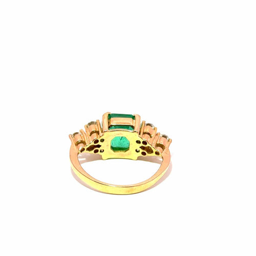 Bague 55 Bague en or jaune avec émeraude colombienne et diamants 58 Facettes 50481
