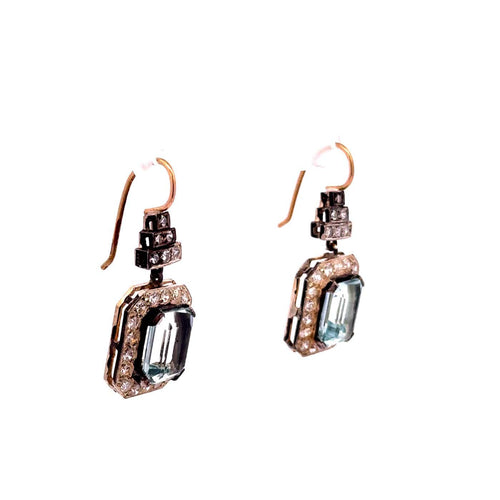 Boucles d'oreilles Boucles d'oreilles vintage en or, argent, aigues-marines et diamants 58 Facettes 50483