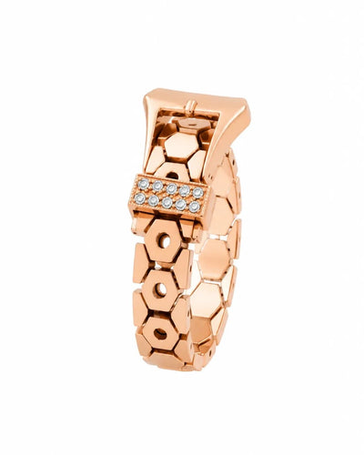 53 Bague ceinture serpent en or rose 18 kt et diamants 58 Facettes c337re