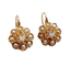 Dormeuses marguerite antiques en or rose 18k, diamants et perles 58 Facettes A07489