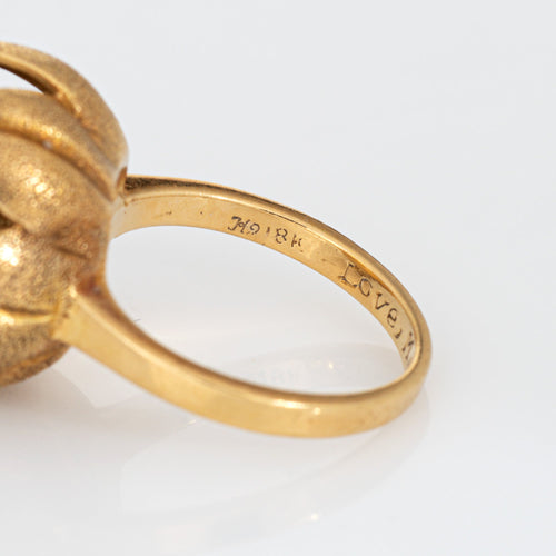 Bague 50 Bague tulipe vintage années 1960 en or jaune 18k, diamants et pierres 58 Facettes G12692
