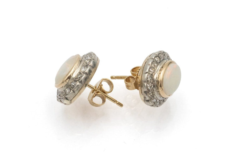 Boucles d'oreilles Boucles d'oreilles vintage en or jaune 18 carats, opales et diamants 58 Facettes 13450