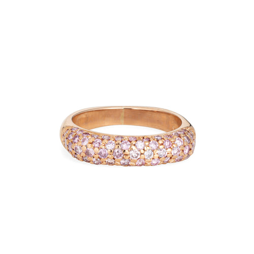 Bague 50 Bague pavée carrée en or rose 14k et saphirs roses 58 Facettes G13034