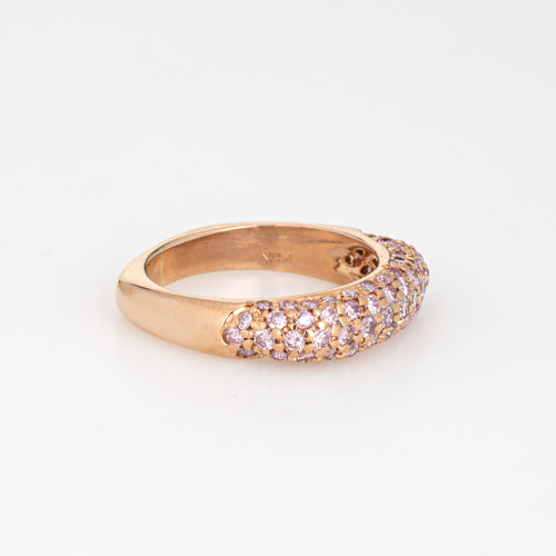 Bague 50 Bague pavée carrée en or rose 14k et saphirs roses 58 Facettes G13034