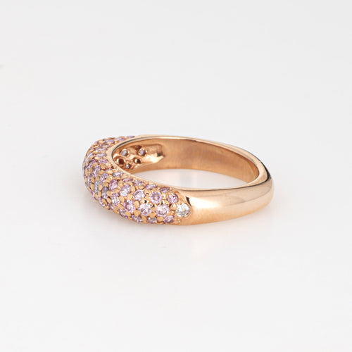 Bague 50 Bague pavée carrée en or rose 14k et saphirs roses 58 Facettes G13034