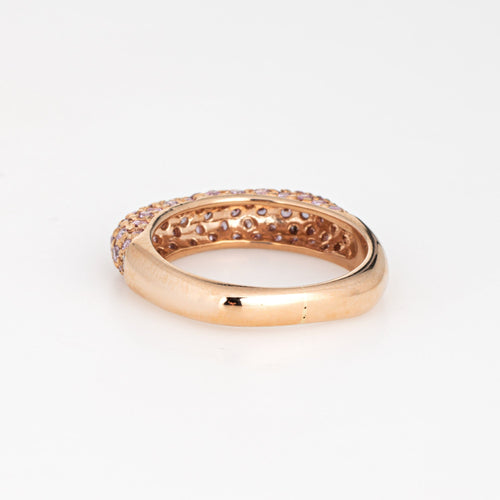 Bague 50 Bague pavée carrée en or rose 14k et saphirs roses 58 Facettes G13034