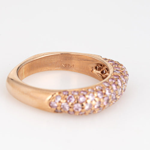 Bague 50 Bague pavée carrée en or rose 14k et saphirs roses 58 Facettes G13034