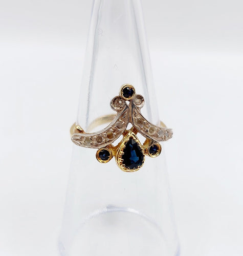 Bague 51 Bague duchesse en or 18k, argent, saphirs et diamants 58 Facettes A07447