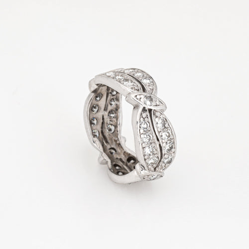 Bague 48 Bague éternité vintage - Alliance en platine 900 et diamants 58 Facettes G13401
