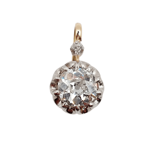 Ciondolo antico in oro rosa 18k, platino e diamante 