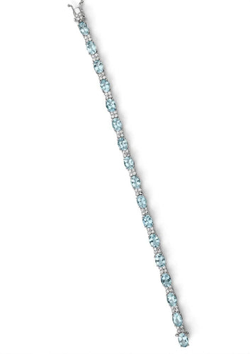 Bracelet Bracelet tennis en or blanc 18 ct avec aigue-marine et diamants 58 Facettes 451/26 D
