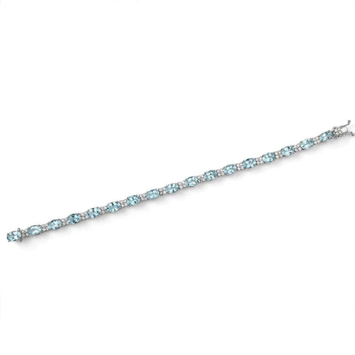 Bracelet Bracelet tennis en or blanc 18 ct avec aigue-marine et diamants 58 Facettes 451/26 D