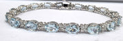 Bracelet Bracelet tennis en or blanc 18 ct avec aigue-marine et diamants 58 Facettes 451/26 D