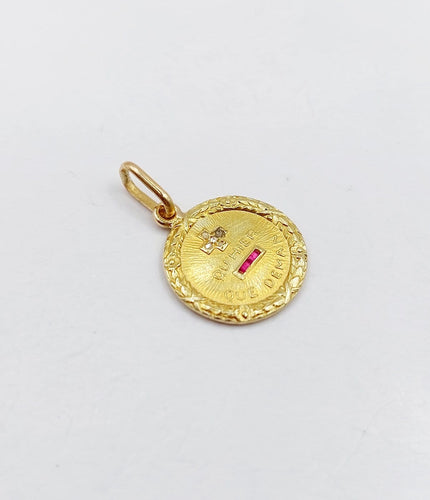 Pendentif Augis - Pendentif médaille d'amour en or 18k, rubis et diamants 58 Facettes A07123