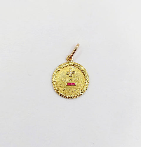 Pendentif Augis - Pendentif médaille d'amour en or 18k, rubis et diamants 58 Facettes A07123