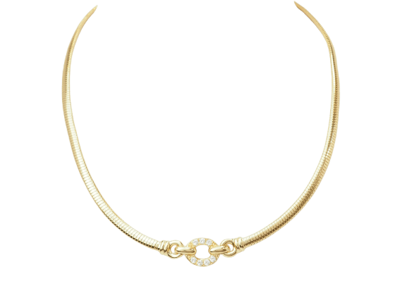 Collier Tubogas - Collier ras-de-cou en or jaune et diamants 58 Facettes 33814