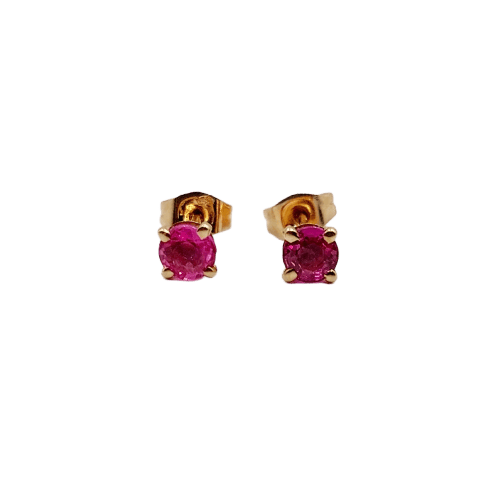 Vintage 18k rose gold and pink spinel stud earrings 