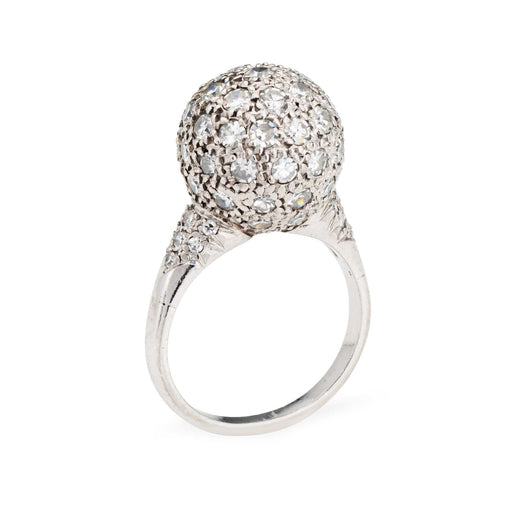 Bague 49 Bague boule pavée de diamants 1 ct en platine 900 - Taille 5 58 Facettes G13455