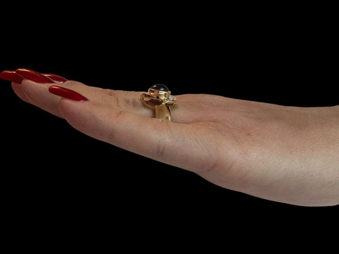 Bague et pendentif en or jaune, diamants et saphirs, certifiés IGI 58 Facettes PA1523