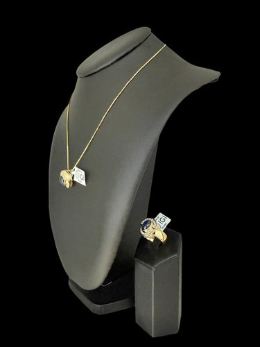 Bague et pendentif en or jaune, diamants et saphirs, certifiés IGI 58 Facettes PA1523