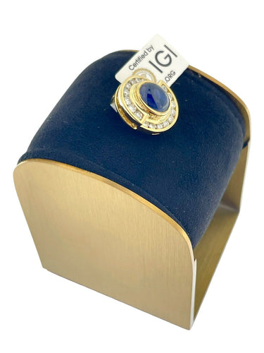 Bague et pendentif en or jaune, diamants et saphirs, certifiés IGI 58 Facettes PA1523