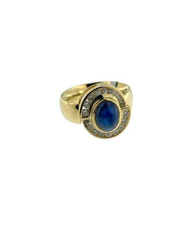 Bague et pendentif en or jaune, diamants et saphirs, certifiés IGI 58 Facettes PA1523