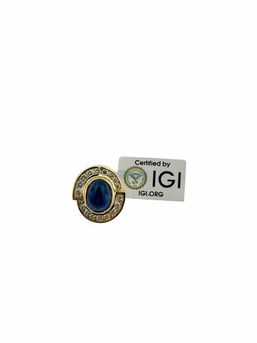 Bague et pendentif en or jaune, diamants et saphirs, certifiés IGI 58 Facettes PA1523