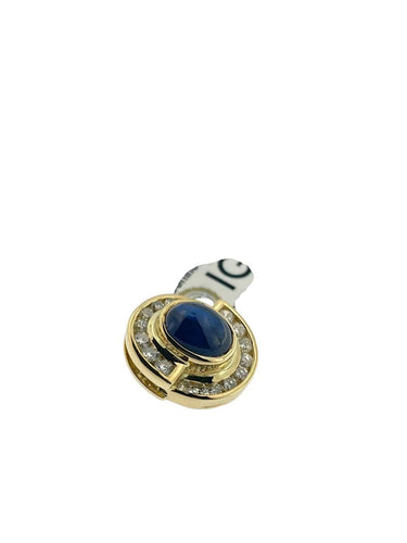 Bague et pendentif en or jaune, diamants et saphirs, certifiés IGI 58 Facettes PA1523