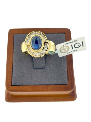 Bague et pendentif en or jaune, diamants et saphirs, certifiés IGI 58 Facettes PA1523