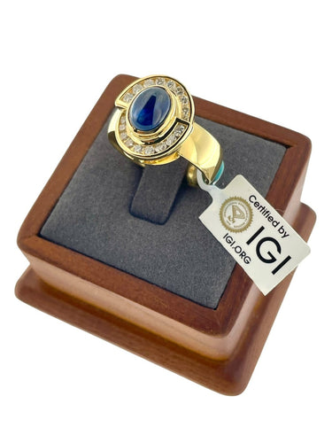 Bague et pendentif en or jaune, diamants et saphirs, certifiés IGI 58 Facettes PA1523