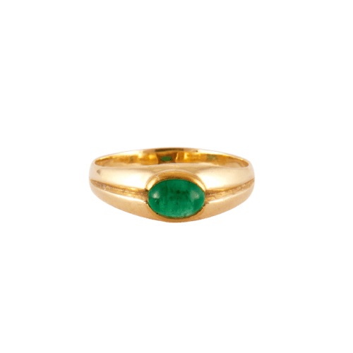 60 Bague jonc en or jaune et émeraude 58 Facettes Bague