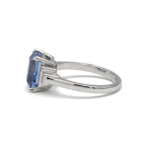 Bague 54 Bague en platine, diamants et saphir Ceylan non chauffé 3,50 ct 58 Facettes SA028