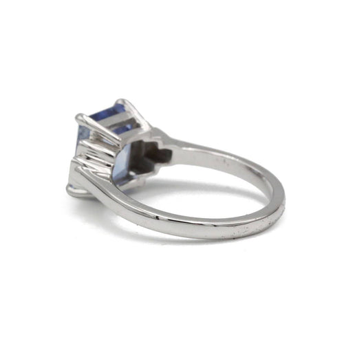 Bague 54 Bague en platine, diamants et saphir Ceylan non chauffé 3,50 ct 58 Facettes SA028