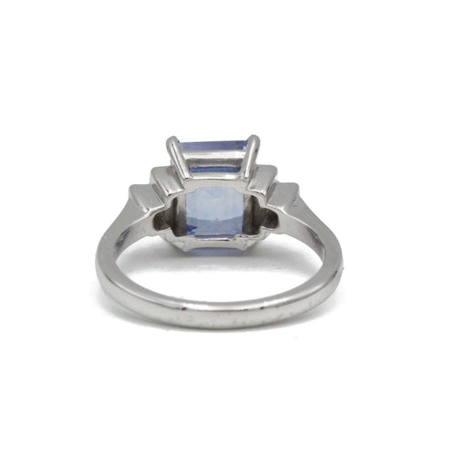 Bague 54 Bague en platine, diamants et saphir Ceylan non chauffé 3,50 ct 58 Facettes SA028