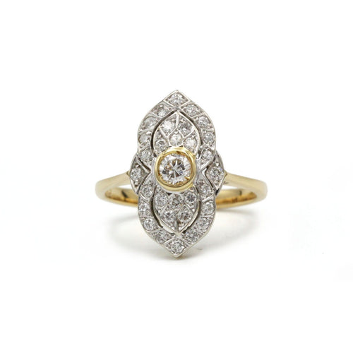 Bague 55 Bague marquise Art déco en or 750 et diamants 58 Facettes SA012