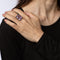 Bague 54 Art déco - Bague cocktail en or blanc 14 carats, améthyste et émail 58 Facettes G13475