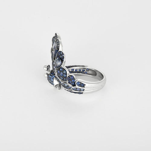 53 Boucheron Héra, Le Paon - Bague en or gris, saphirs et diamants 58 Facettes 58FC61