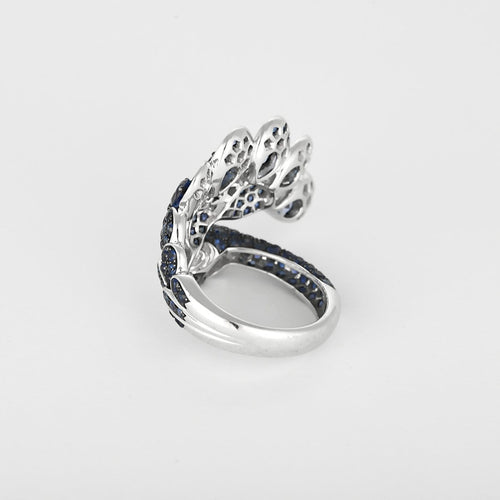 53 Boucheron Héra, Le Paon - Bague en or gris, saphirs et diamants 58 Facettes 58FC61