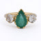 55 Bague vintage en or jaune 18 kt, émeraude et diamants 58 Facettes AN706 (05119)