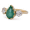 55 Bague vintage en or jaune 18 kt, émeraude et diamants 58 Facettes AN706 (05119)